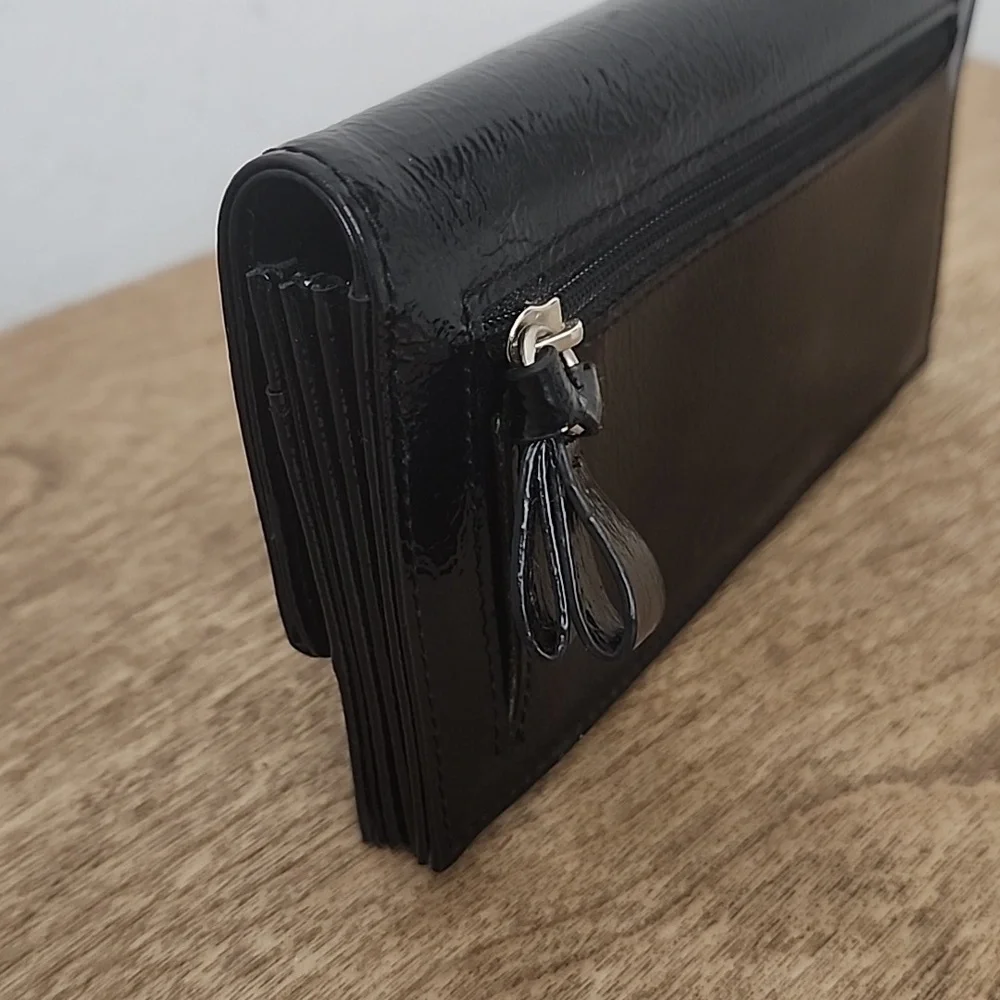 Franklin Covey Black Patent Leather Wallet with Tabs